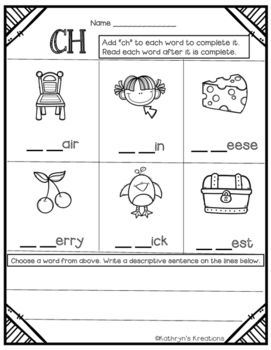 Download CH Digraph: Fill In The Blank | Word work activities, Ch words, Word work