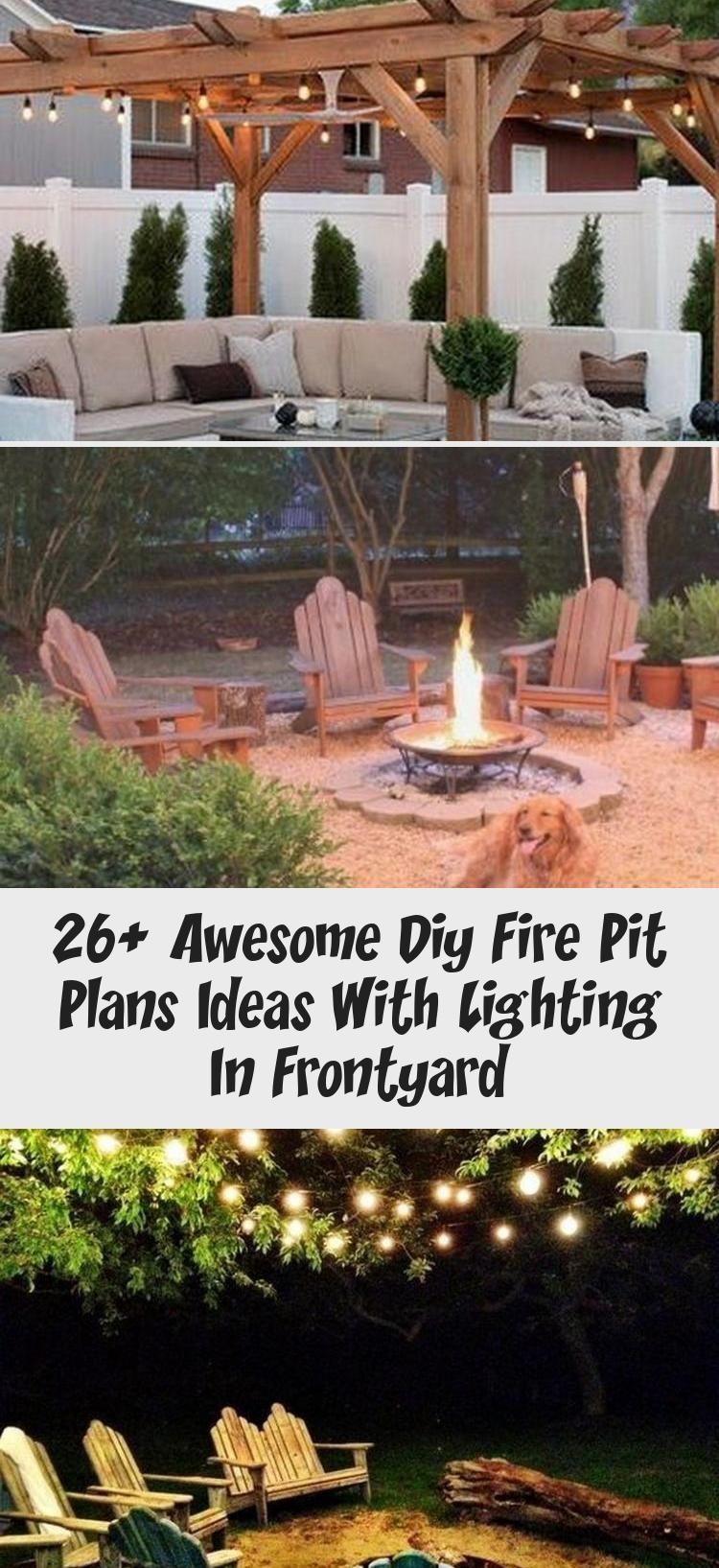 26+ Awesome DIY Fire Pit Plans Ideas With Lighting in Frontyard #frontyardlandsc...
