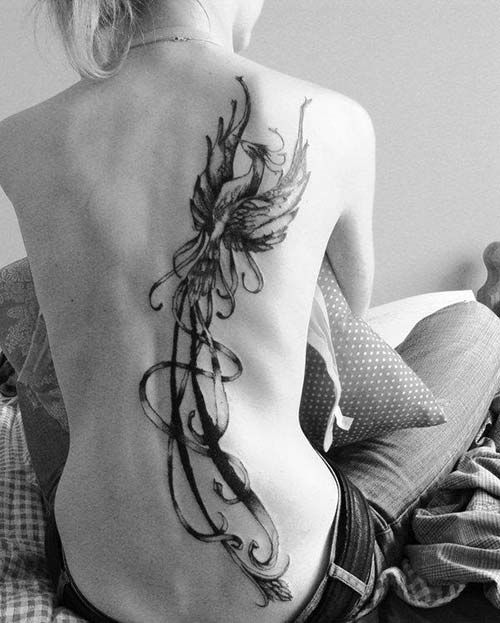 Woman Back Phoenix Tattoo Tumblr Kadin Sirti Ana Kusu Dovmesi Inanilmaz Dovmeler Dovme Kus Dovmeleri