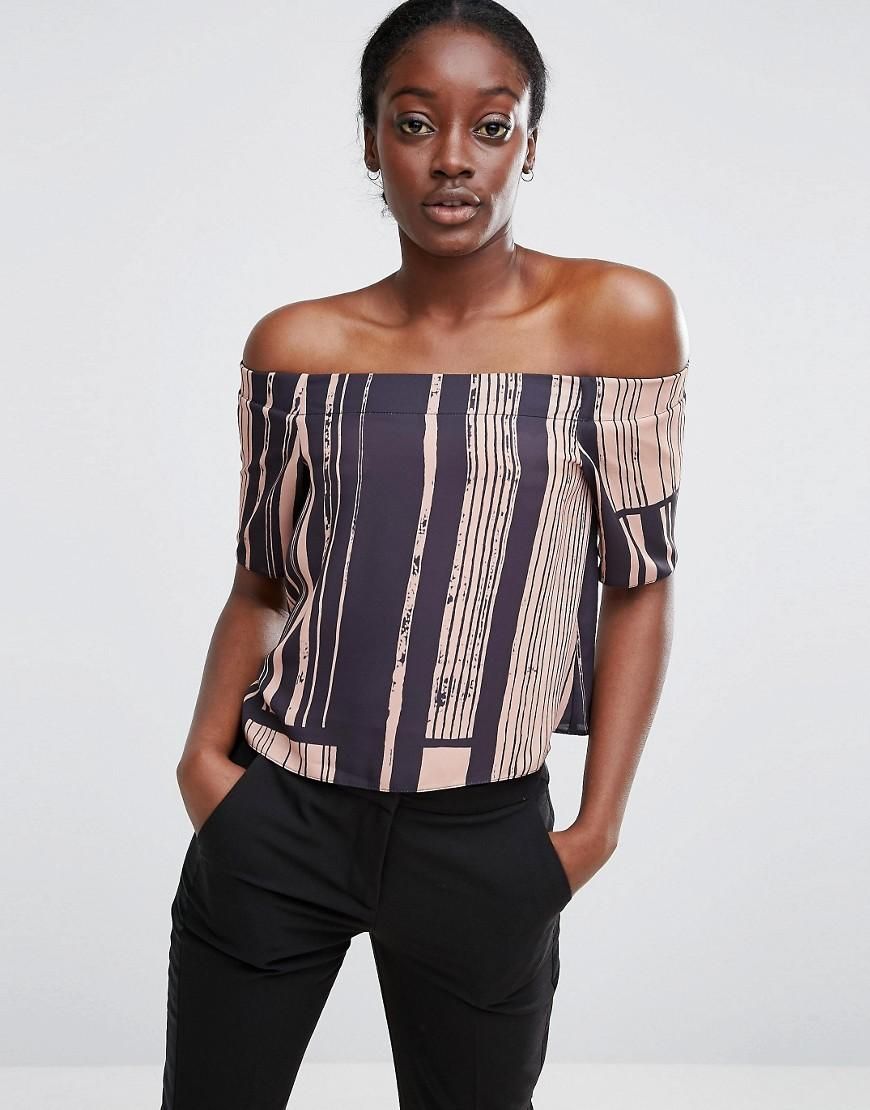 ASOS | ASOS Off Shoulder Top in Abstract Stripe at ASOS | Fashion, Off shoulder tops, Casual