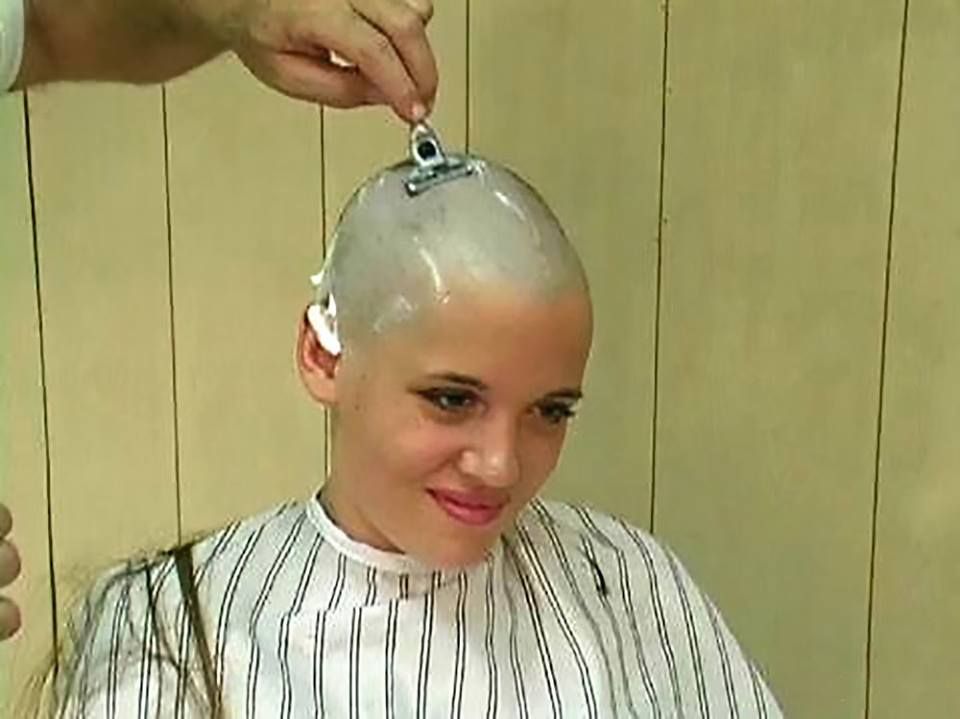 Girls shaved completely bald Bukkake gone wrond blooper