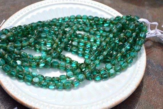 Picasso 25 6 mm Czech Glass Antique Style Triangle Beads Teal