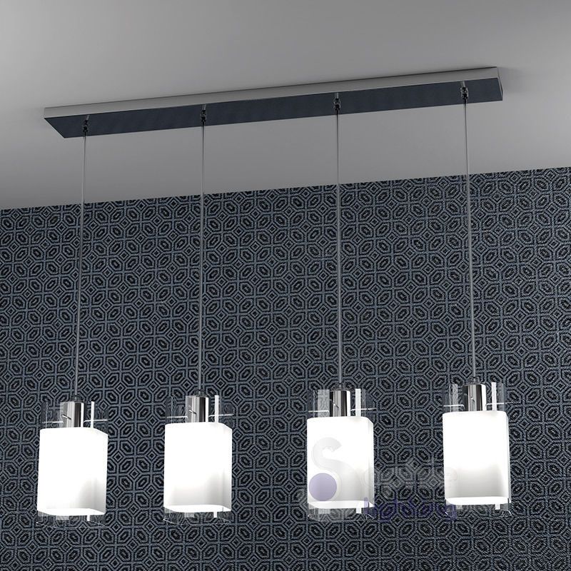 Lampada sospensione design moderno acciaio cromato vetro cucina Lampade cucina design