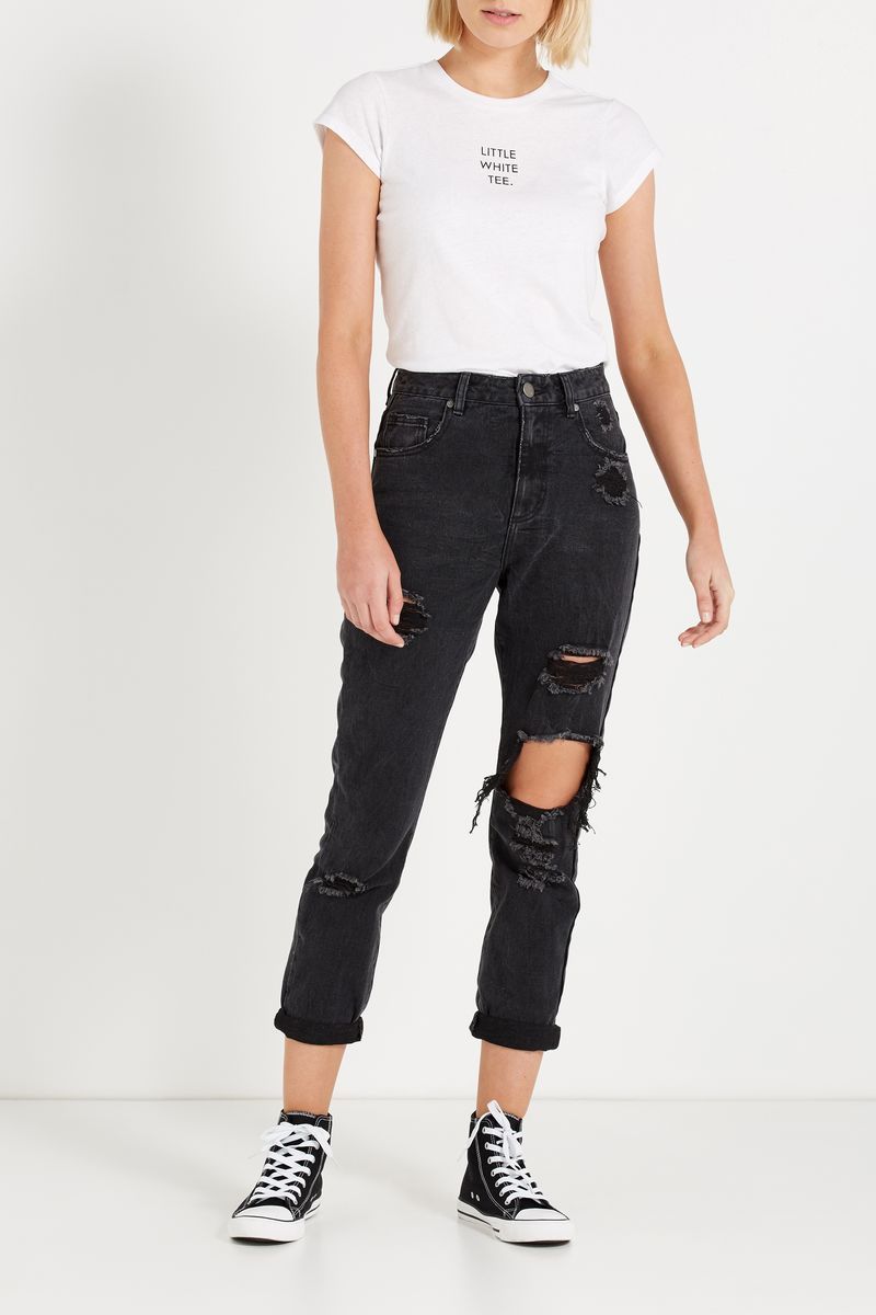 High Rise Relaxed 90S Jean, BLACK CRUSH RIPS | Women jeans, 90s jeans