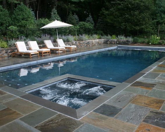Outdoor Pool Designs That You Would Wish They Were Yours Stone Pool Deck Rectangle Pool Pool Patio