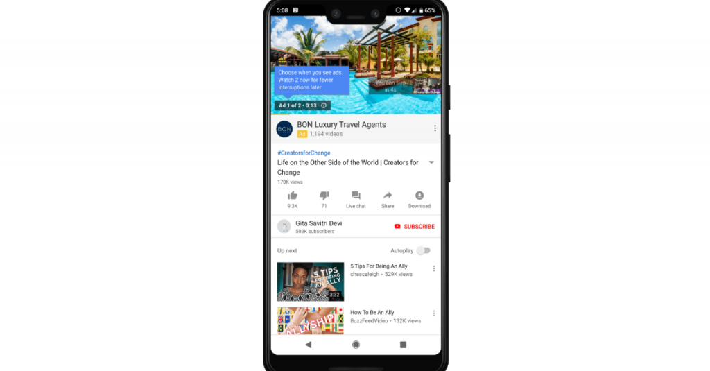 YouTube has started testing 'ad pods' 2 skippable ads delivered back
