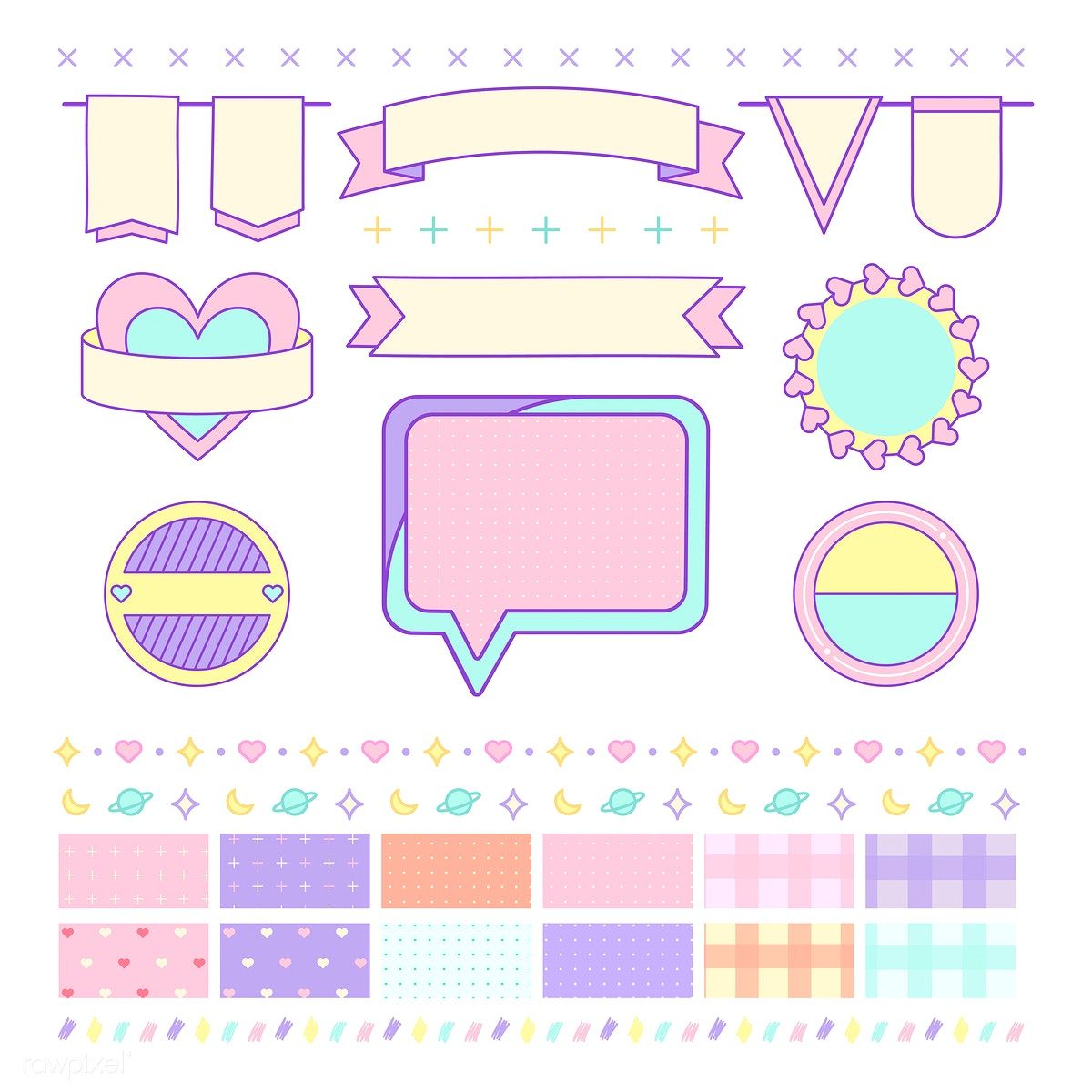 Download Various cute and girly design element vectors | free image ...