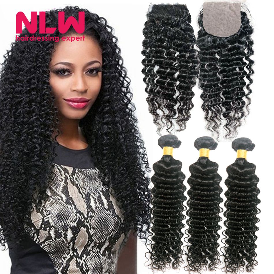Full Soft Deep Wave Malaysian Hair Weave With Closure Cheap 8a