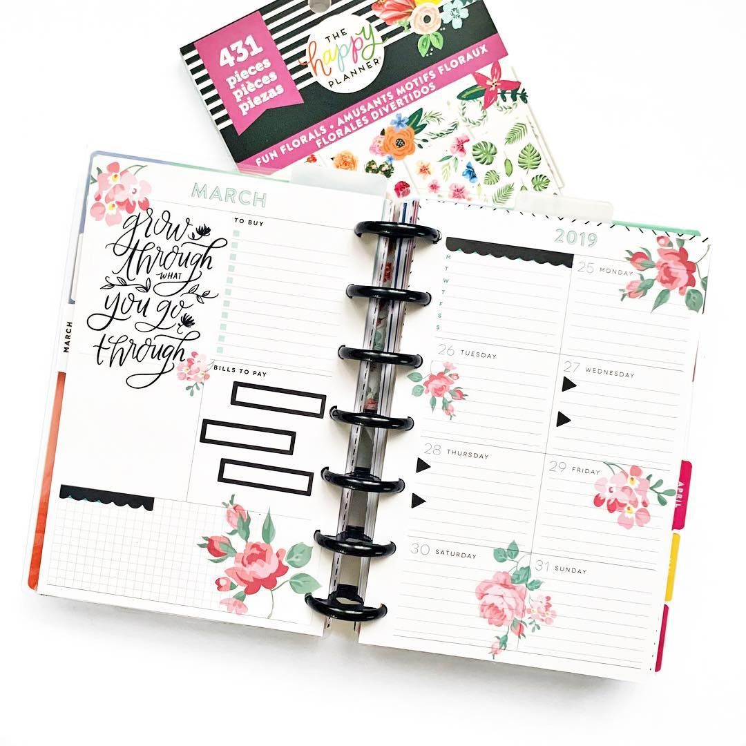 Fun Florals Before the Pen Mini Dashboard Layout Happy planner