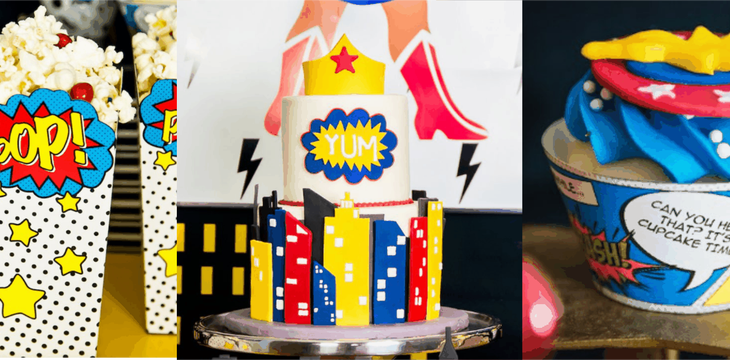 Festa Mulher Maravilha Yum, Diaper Cake, Birthday Party, Desserts, Inspiration, Cakes, Wonder Woman Birthday, Ladies Day, Kids Part