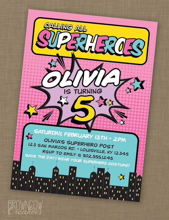 printable superhero birthday party invitation girl superhero birthday invitations for girl