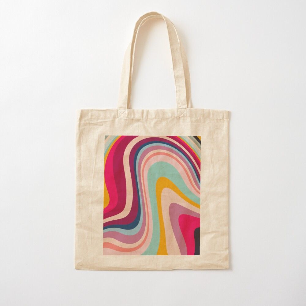 100% cotton reusable shopping carry bag with digital print on one side. Retro Colorful Trippy Abstract Sacs Tote Bags, Diy Tote Bag, Cute Tote Bags, Cotton Tote Bags, Craft Tote Bag, Painted Canvas Bags, Canvas Bag Diy, Canvas Tote Bags, Handpainted Tote Bags