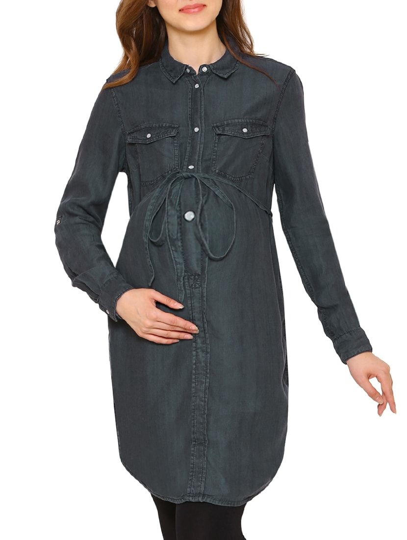 Buy Dark Blue Rayon Maternity Wear Tunic by Mansicollections - Online shopping for Maternity Wear in India | 15057391 Maternity Shirt Dress, Maternity Dresses, Tunics Online, Flattering Dresses, Roll Up Sleeves, Buy Clothes, Denim Dress, Empire Waist, Chambray