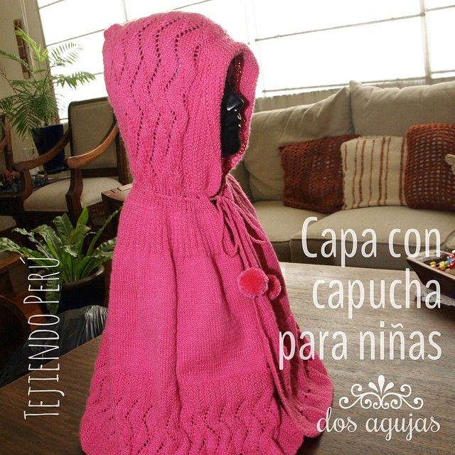 asignar Yo Árbol de tochi Capa con capucha tejida en dos agujas o palitos para niñas! | Ropa tejida  para niña, Capas tejidas para niñas, Capa con capucha