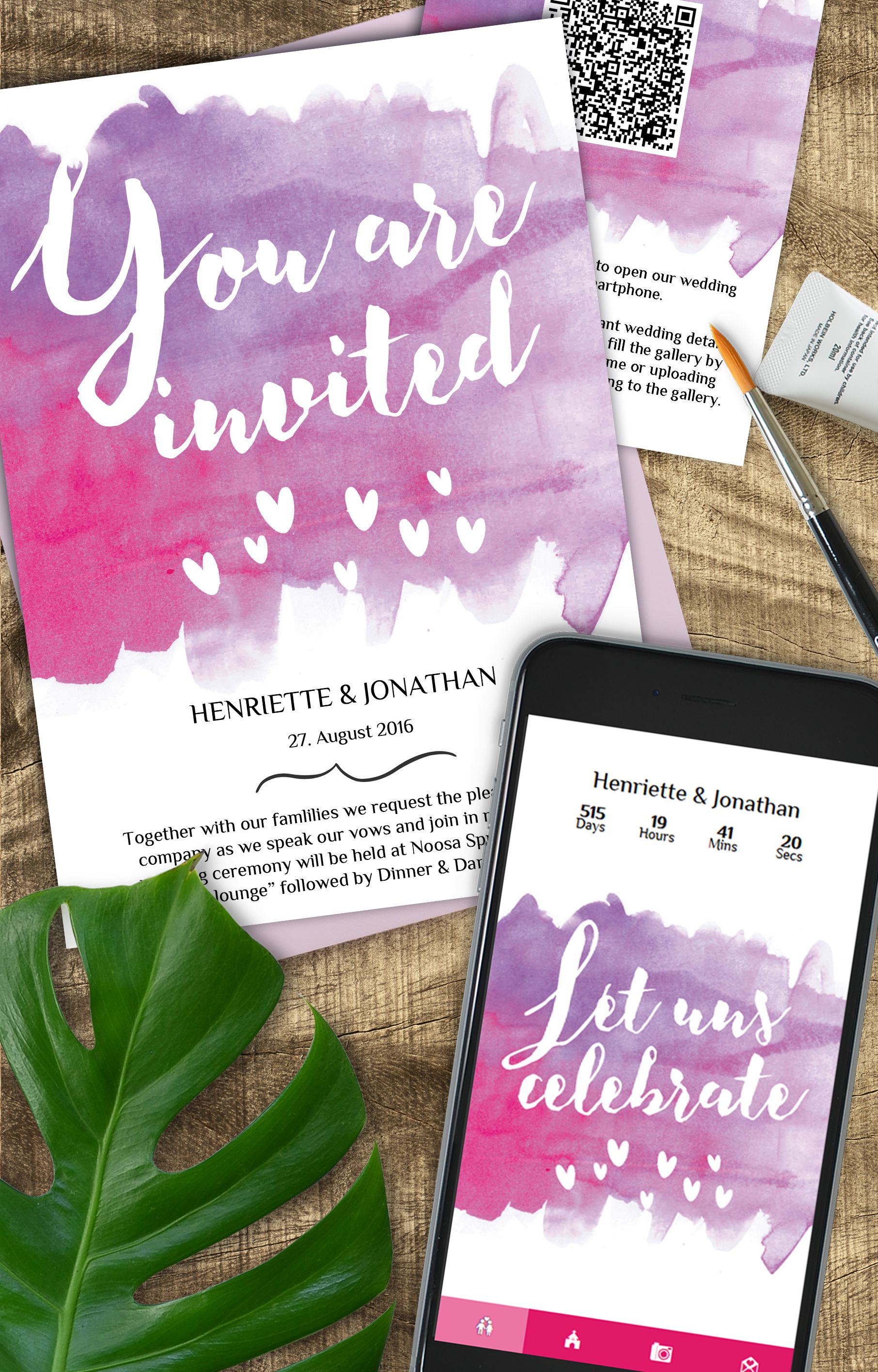 lumiere pink invitation card suite not only watercolours