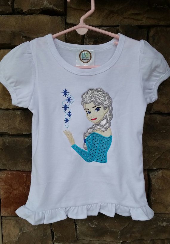 Princess ELSA Appilque Shirt---Girl FROZEN theme shirt-- Birthday Elsa Shirt---- | Shirts for