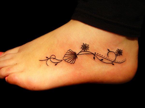 flower tattoos behind the ear Seashell tattoos, Shell