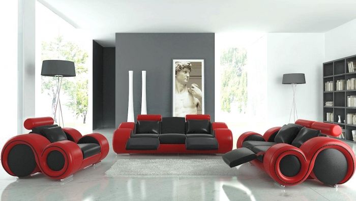 Futuristic Black and Red Furniture in Airy Living Room | Sweet ... Futuristic Black and Red Furniture in Airy Living Room | Sweet ...