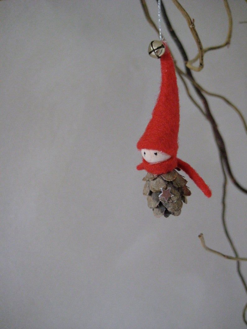 Ornaments Pine Cone Gnomes Elves -- set of 3 | Xmas crafts, Pine cone