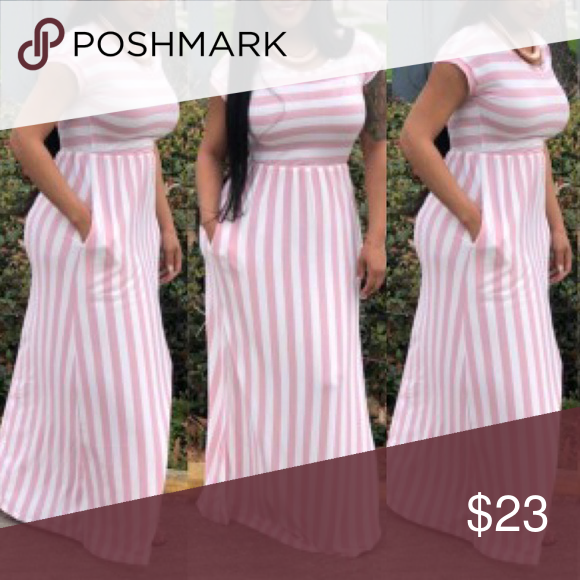 pink striped maxi dress