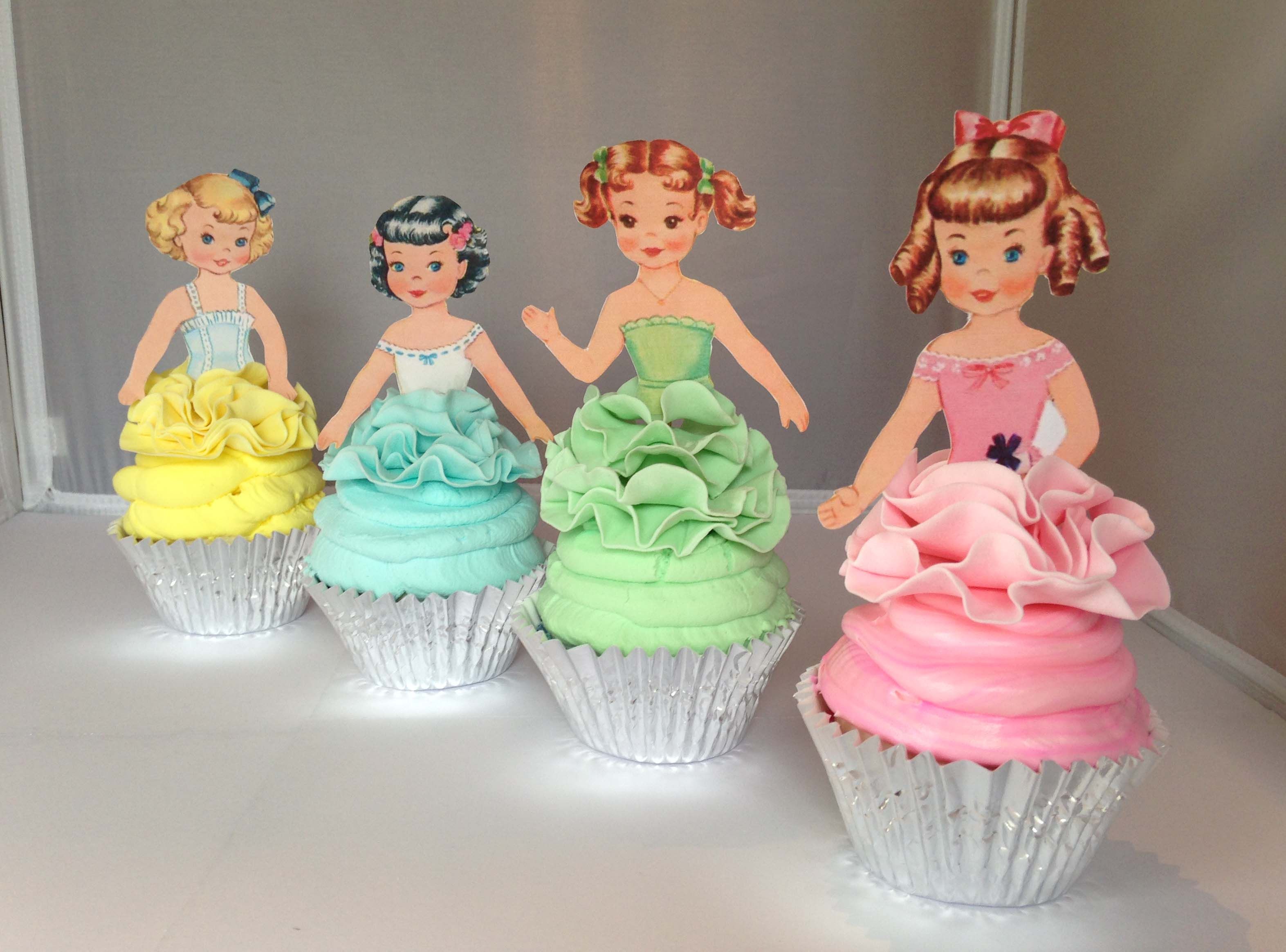 Paper Dolls With Fondant Skirts Paper dolls, Cupcake toppers, Fondant