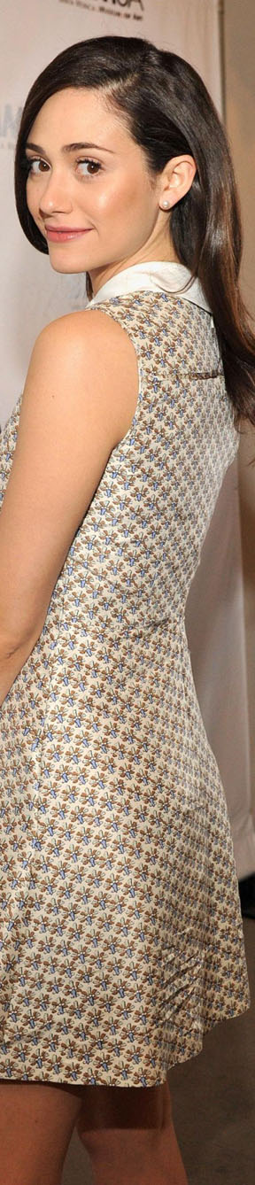 Emmy Rossum wearing Tory Burch at Santa Monica Museum of Arts Annual