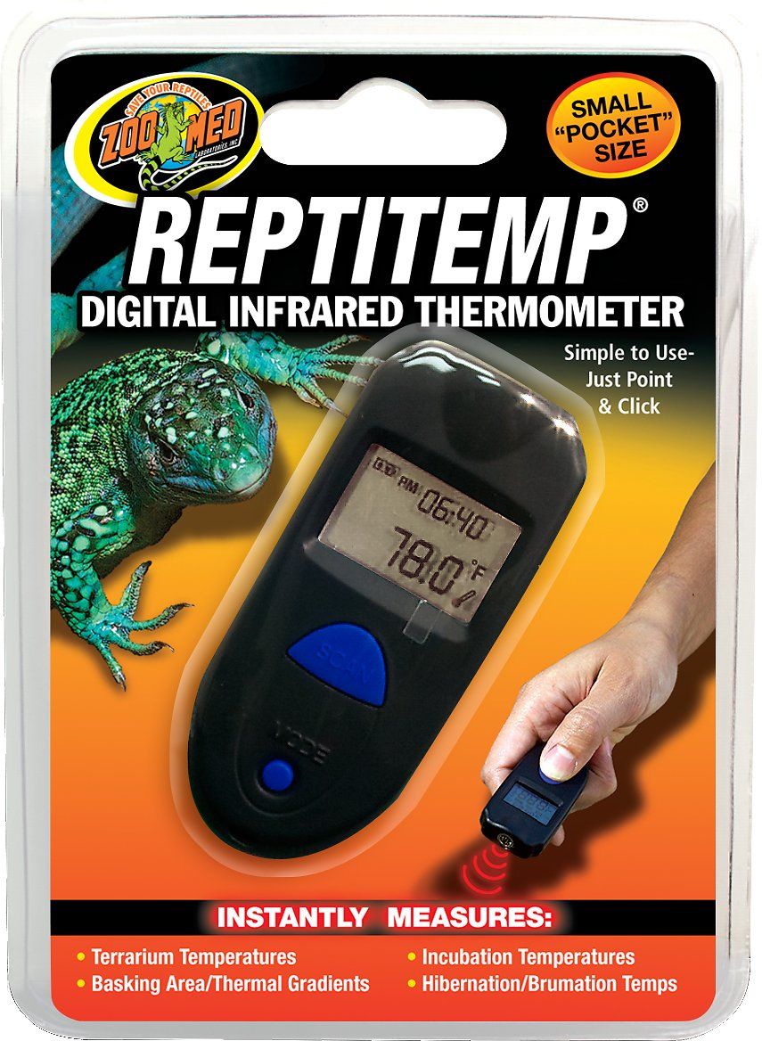 Zoo Med ReptiTemp Digital Infrared Thermometer - Chewy.com Infrared Thermometer, Digital Thermometer, Outdoor Tortoise Enclosure, Reptile Zoo, Pet Mart, Zoo Med, Temperature Measurement, Reptiles And Amphibians, Pocket Size