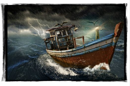 An Old Boat In A Storm 40 Pieces Paint By Number Old Boats Seascape Paintings