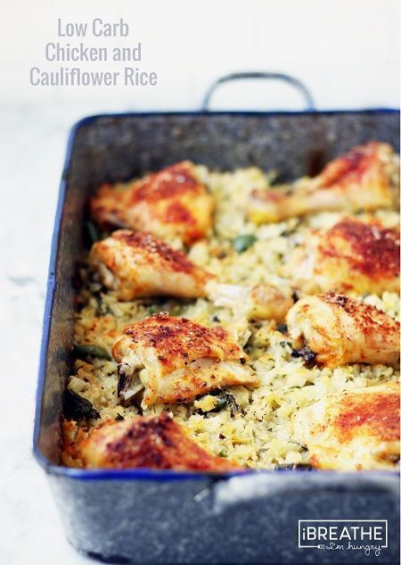 Low Carb Baked Chicken and Cauliflower Rice #idealproteinrecipesphase1dinner
