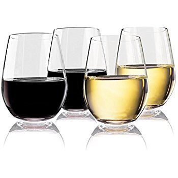 Shatterproof Plastic Wine Glass Unbreakable Triton Stemless Dishwasher Safe Cups