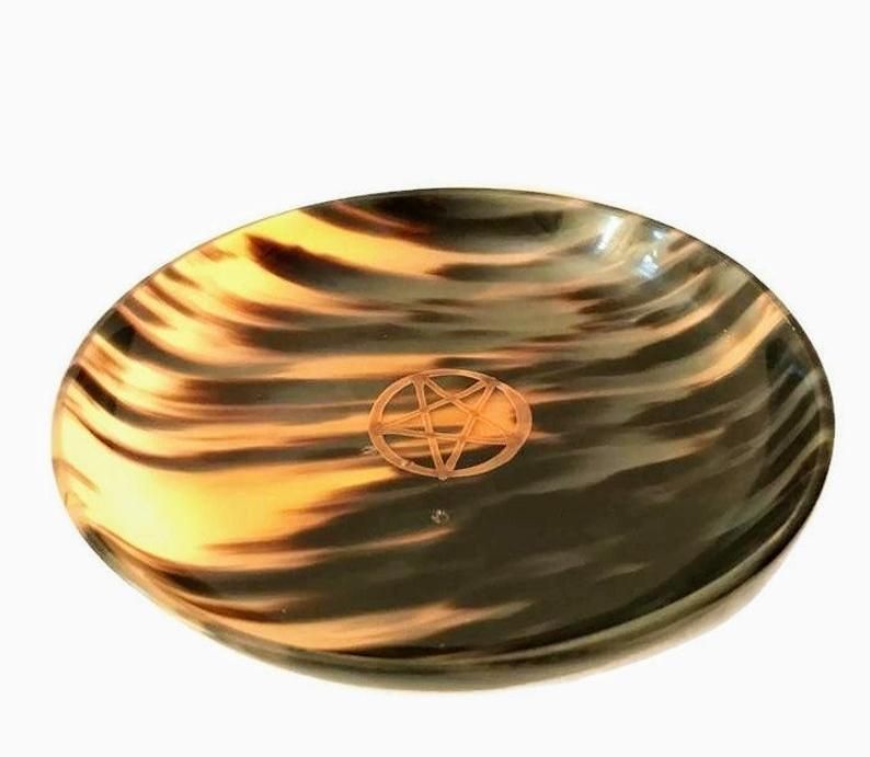 Wiccan Alter Offering Dish Pagan Decor Indian Embossed Dish Witchcraft Vintage Round Brass Dish Wiccan Decorative Boho Pin Dish