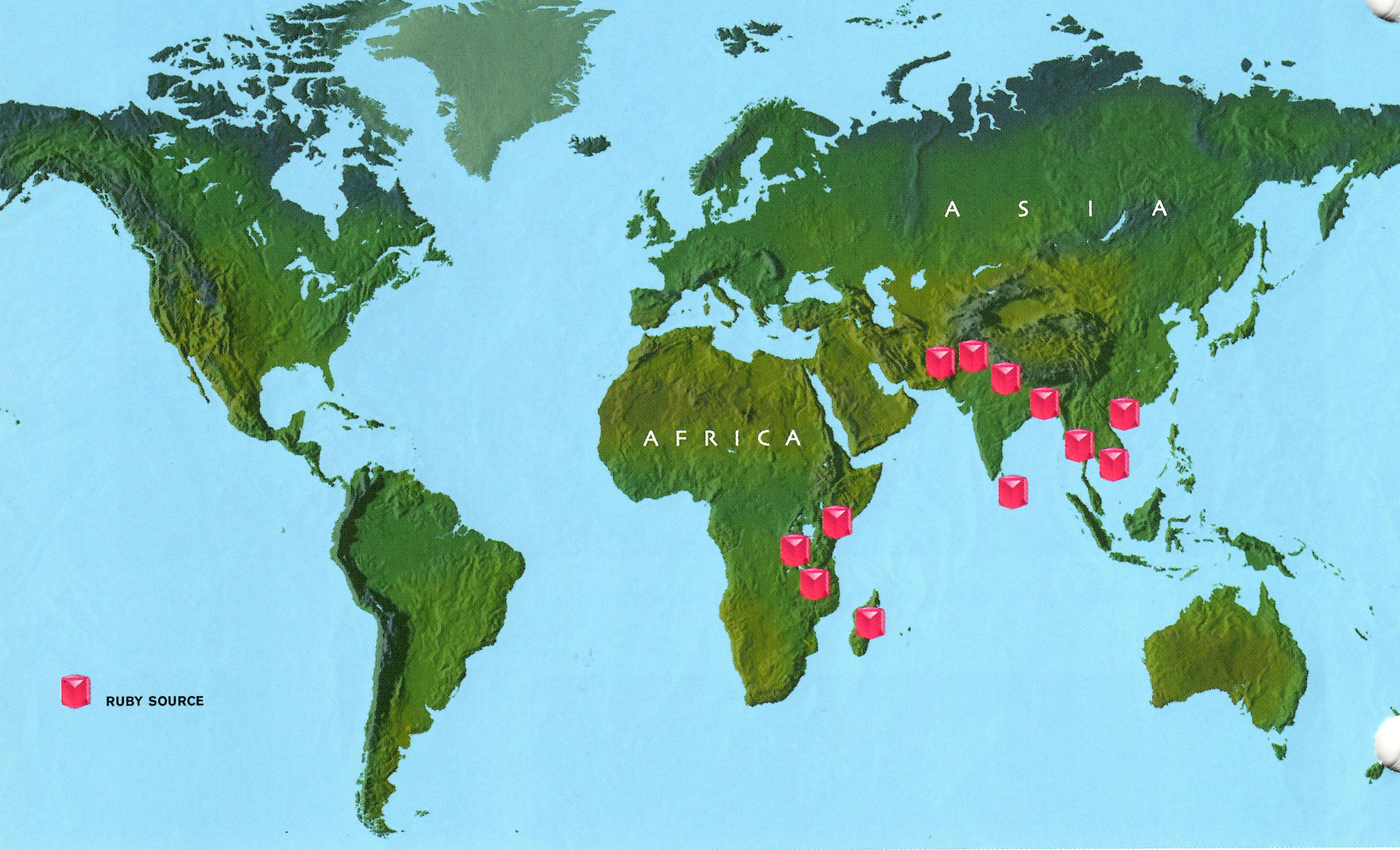 Ruby sources are scattered throughout the world, with concentrated