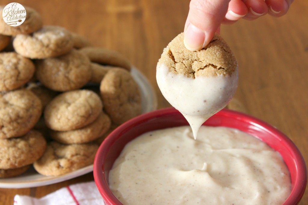 Soft Baked Ginger Cookies with Eggnog Cheesecake Dip Recipe l www.a-kitchen-addiction.com #eggnogcheesecake Soft Baked Ginger Cookies with Eggnog Cheesecake Dip Recipe l www.a-kitchen-addiction.com #eggnogcheesecake