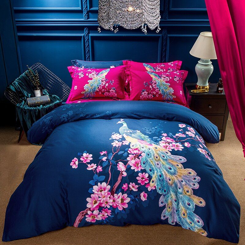 Beautiful Pea Girls Bedding Set Queen King Size Bed Sheets Duvet Cover Winter Cotton Textiles Oriental In 2021 Luxury Sets King Size Bed Sheets Bedding Sets, King Size Girl Bedding