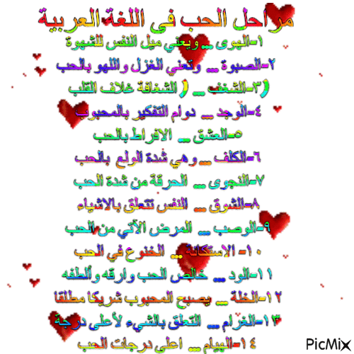 مراحل الحب فى اللغة العربية Calligraphy Arabic Calligraphy Arabic