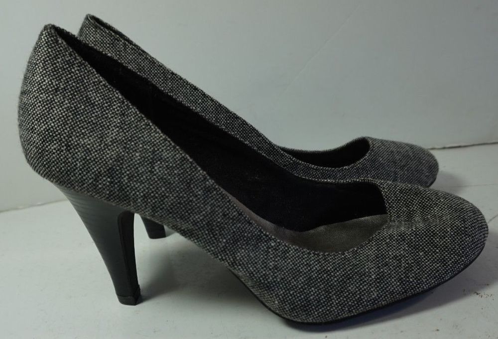 Dexter Black Tweed Twill High Heel Shoes Sz 8 Fabric 3 12 Dexter Black Tweed Twill High Heel Shoes Sz 8 Fabric 3 12