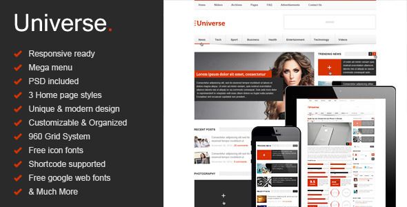 universe responsive html5 magazine news blog pinterest