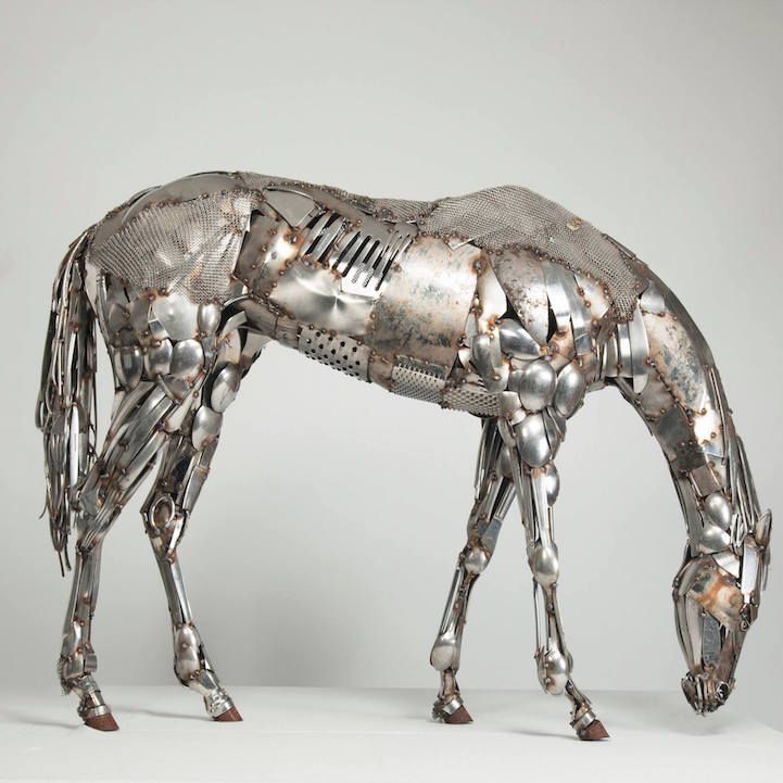 artist transforms scrap metal into lifelike animal sculptures scrap metal art steel art metal tree wall art