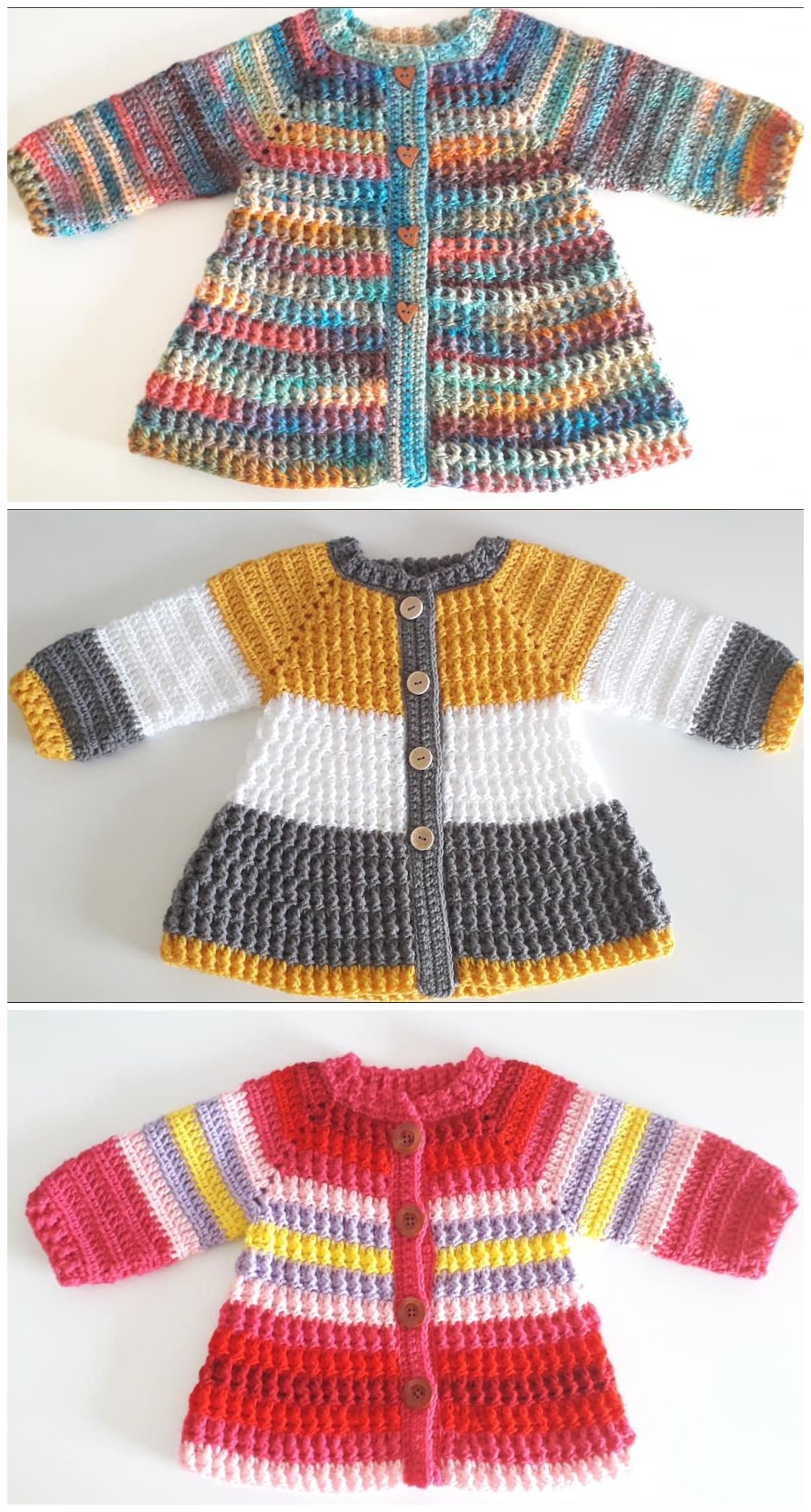 Crochet Stylish And Comfortable Cardigan For Baby Baby Cardigan Pattern Crochet, Crochet Baby Sweaters, Gilet Crochet, Baby Sweater Patterns, Clothing Patterns Free, Crochet Clothes Patterns, Crochet Baby Clothes, Crochet Baby Dress, Crochet Girls