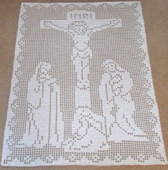 The Crucifixion Jesus Christ Wallhanging Vintage Thread Crochet Pattern #filetcrochet