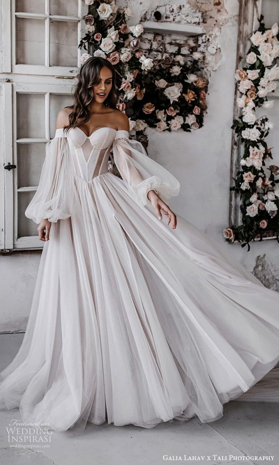 gala galia lahav 2022 capsule bridal long balloon sleeve off shoulder sweetheart neckline clean minimalist a line ball gown wedding dress chapel train blush (4) fv -- GALA by Galia Lahav x Tali Photography Capsule Bridal Collection | Wedding Inspirasi #wedding #weddings #bridal #weddingdress #weddingdresses #bride #fashion #collection:Capsule #label:GalabyGaliaLahav #week:362021 #year:2022 ~ Dream Wedding Ideas Dresses, Pretty Wedding Dresses, Wedding Dress Trends, Wedding Dress Long Sleeve, Wedding Outfit, Balloon Sleeve Wedding Dress, Long Sleeve Wedding Dress Ball Gown, Clean Wedding Dress, Wedding Dresses Fairytale