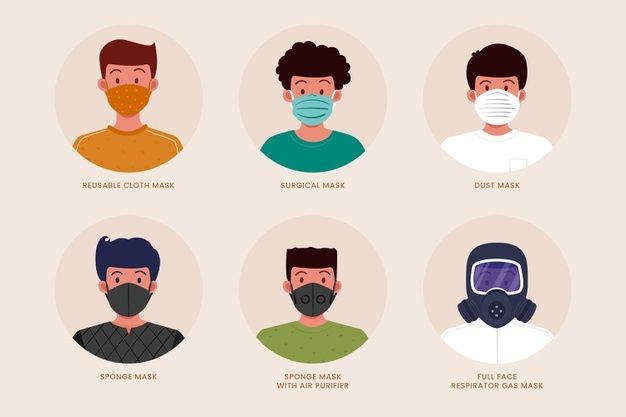 Illustrated types of face masks | Free Vector #Freepik #freevector #medical #health #face #mask Graphic Design Branding, Modern Graphic Design, Sewing Patterns Free, Free Pattern, Mask Types, Type Illustration, Typeface, Graphic Resources, Freepik