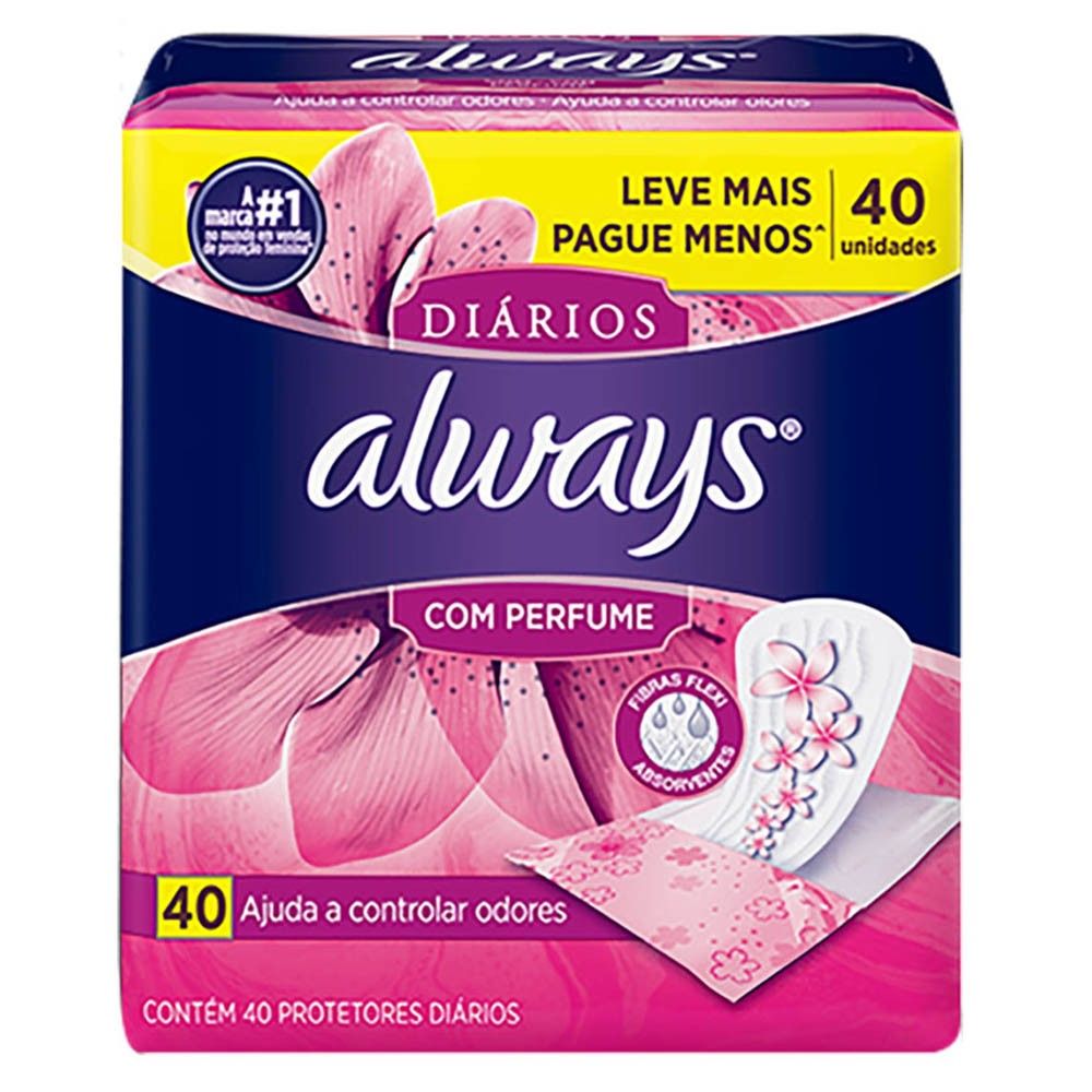 Protetor Diario Always Com Perfume Com 40 Unidades Produtos E Servicos Drogado Absorvente