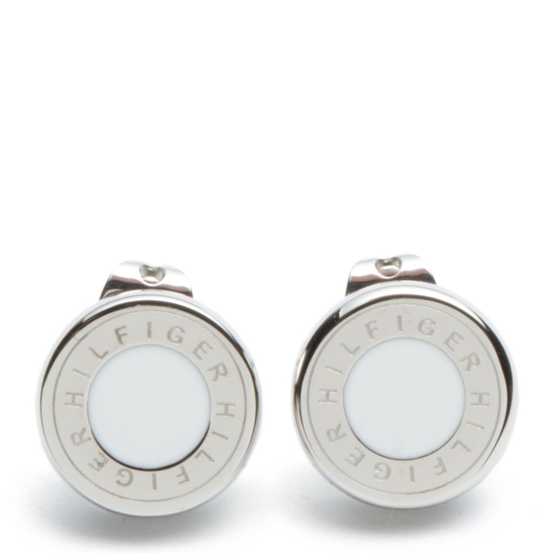 Stud Earrings Made From Stainless Steel With White Enamel Accents Stud Earrings Made From Stainless Steel With White Enamel Accents Tommyhilfiger