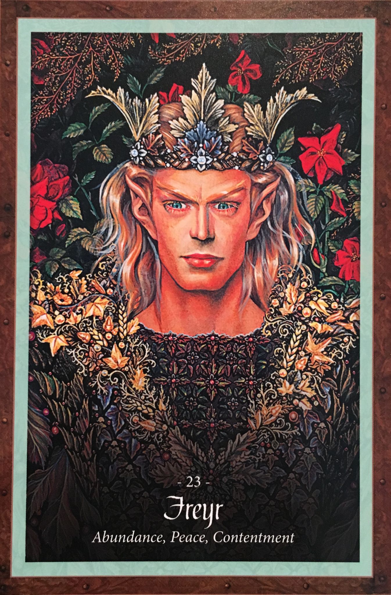 Freyr, from The Faery Forest Oracle Card deck, by Lucy Cavendish, artwork by Maxine Gadd