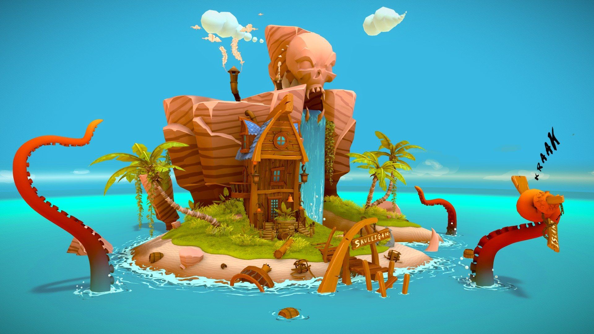 Skulligan Island By Tristan Game Art Disney Characters Cartoon