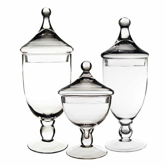 Glass Apothecary Jar Set of 3 use for Candy Buffet