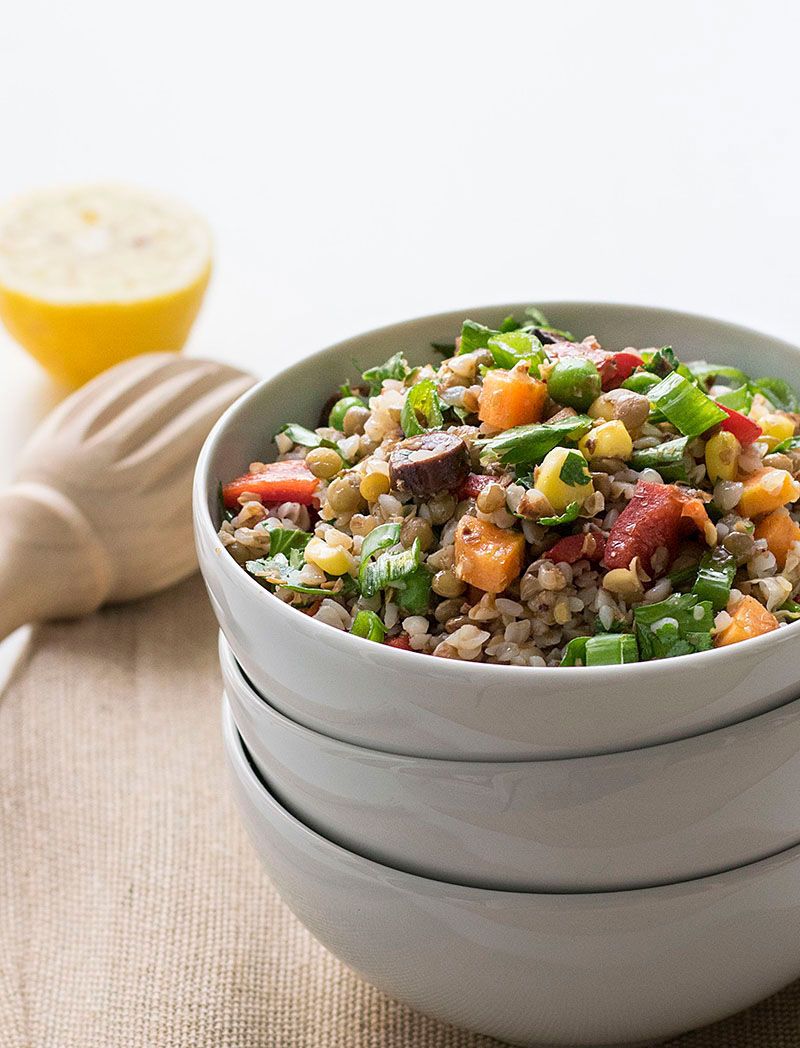 Buckweat lentil saladwith olive oil &amp; lemon dressing