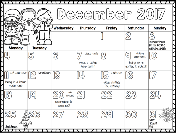 2017 editable monthly calendar