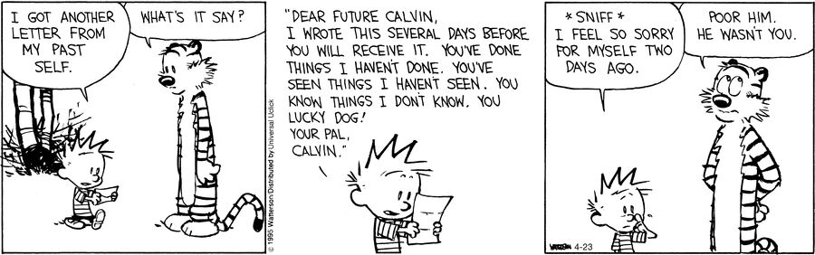 Another letter from his past self. | Calvin and hobbes comics ...